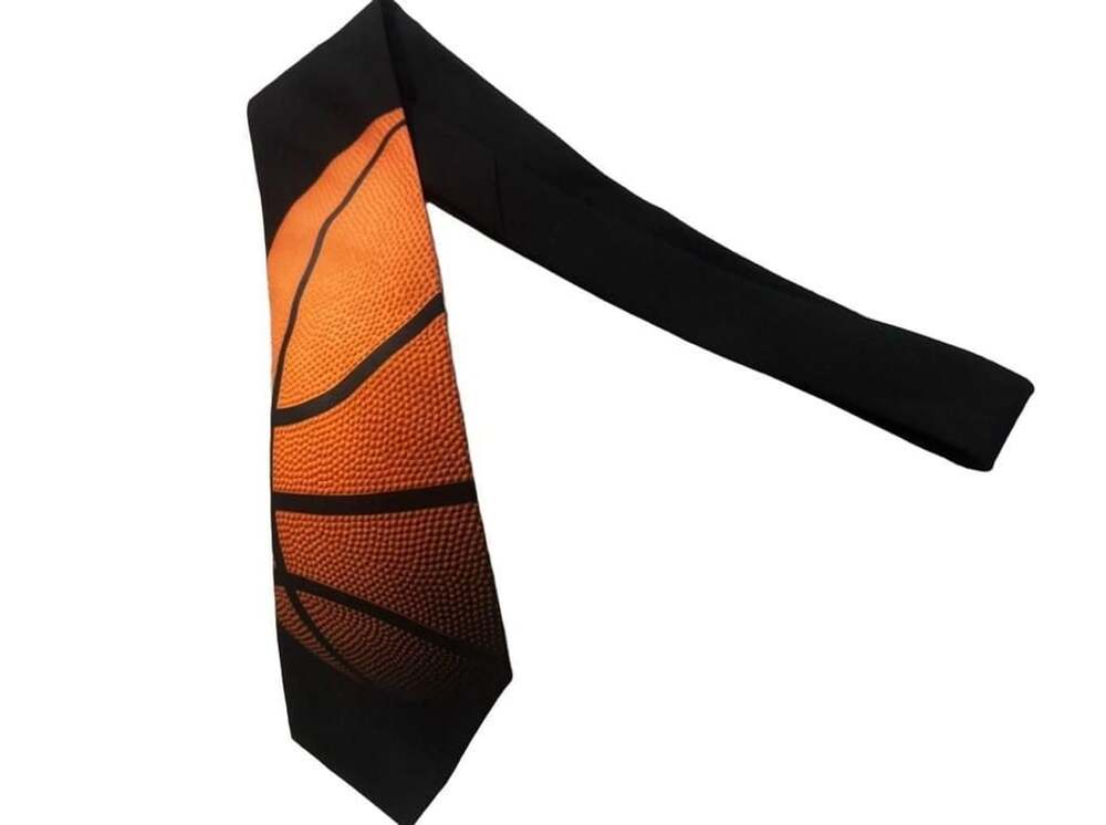 Ralph Marlin Just A Ball Basketball Necktie Vintage 1998 Black Orange